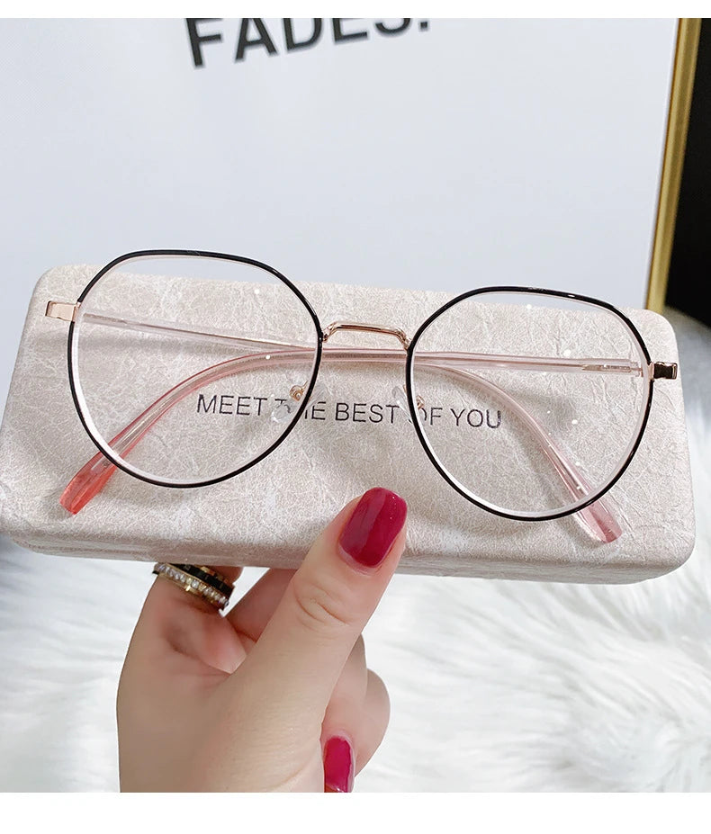 Transparent Computer Glasses Metal Frame Women Men Anti Blue Light Round Eyewear Blocking Glasses Optical Spectacle Eyeglass
