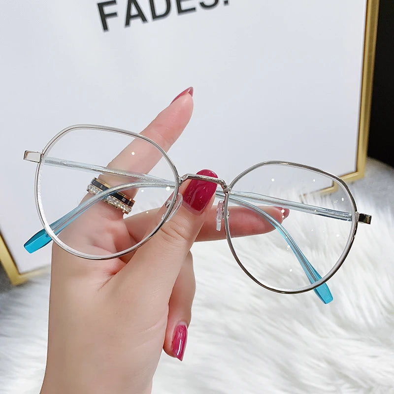 Transparent Computer Glasses Metal Frame Women Men Anti Blue Light Round Eyewear Blocking Glasses Optical Spectacle Eyeglass