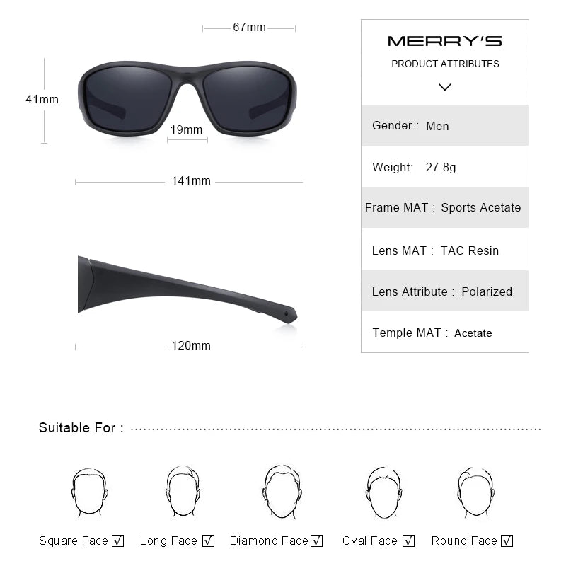 MERRYS DESIGN Men Polarized Outdoor Sports Sunglasses Male Goggles Glasses For Driving UV400 S9029