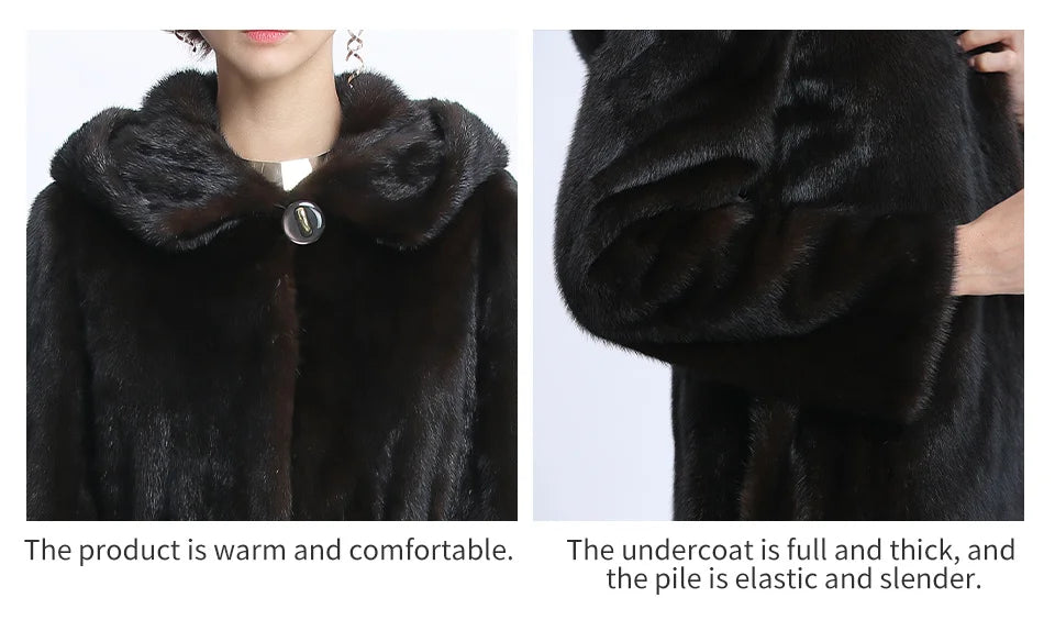 Mink Coats Women Natural Mink Jacket With Hood Female Real Mink Fur Coat With Belt Ladies Winter Warm Genuine Fur Coat Luxury