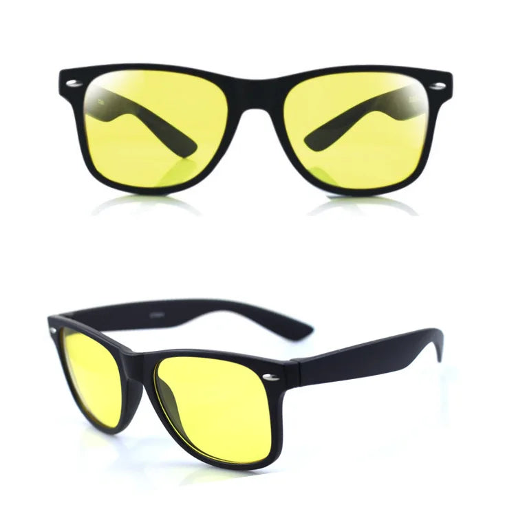 Unisex Square Yellow Lenses Night-Vision Glasses Driving Glasses Men Women Windproof Driving Goggle