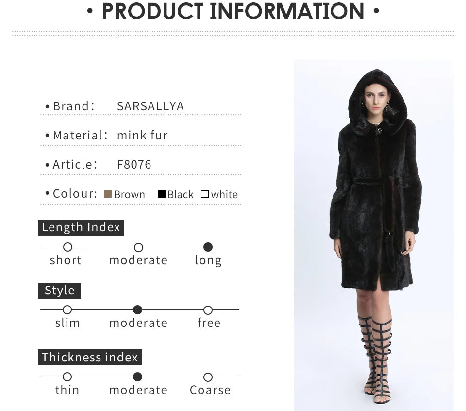 Mink Coats Women Natural Mink Jacket With Hood Female Real Mink Fur Coat With Belt Ladies Winter Warm Genuine Fur Coat Luxury