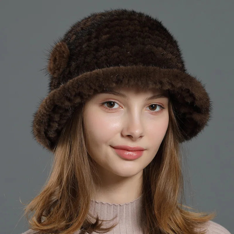 Winter Mink Fur Hat Female New Korean Casual Mink Hat Fur Hat Women Winter Mink Fur Warm Top Hat