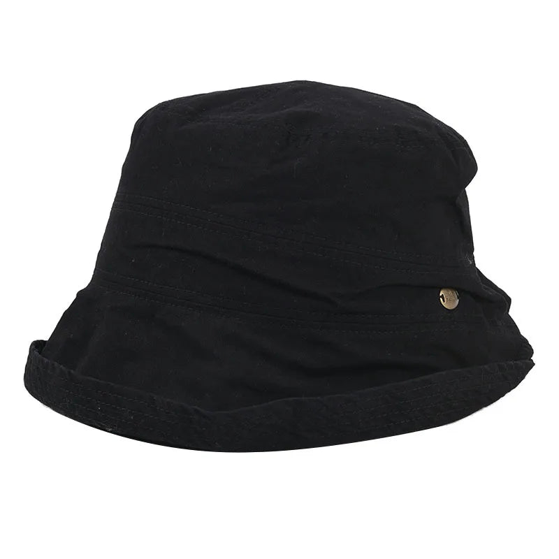 USPOP 2022 Women Spring  Bucket Hats Caual Cotton Summer Panama Hats Collapsible Sun Hats