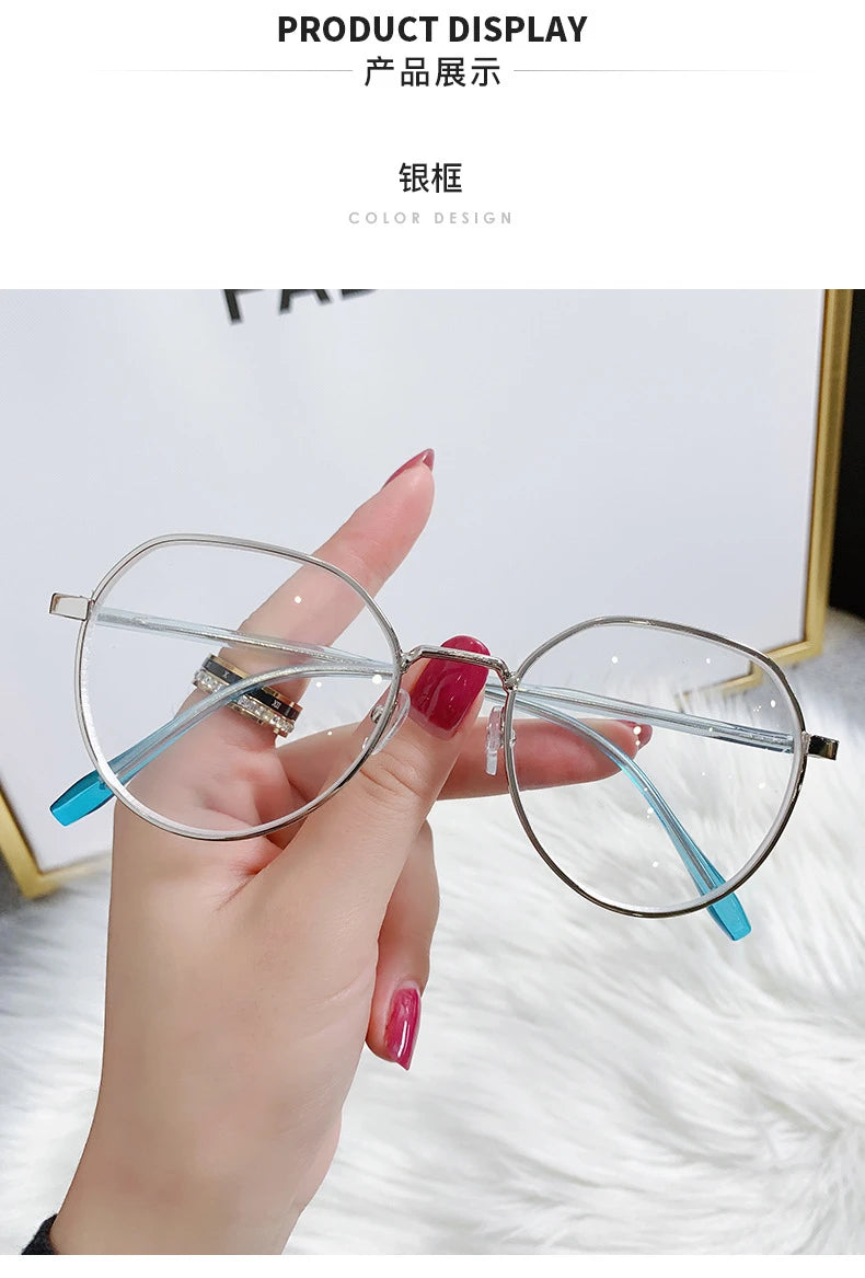 Transparent Computer Glasses Metal Frame Women Men Anti Blue Light Round Eyewear Blocking Glasses Optical Spectacle Eyeglass