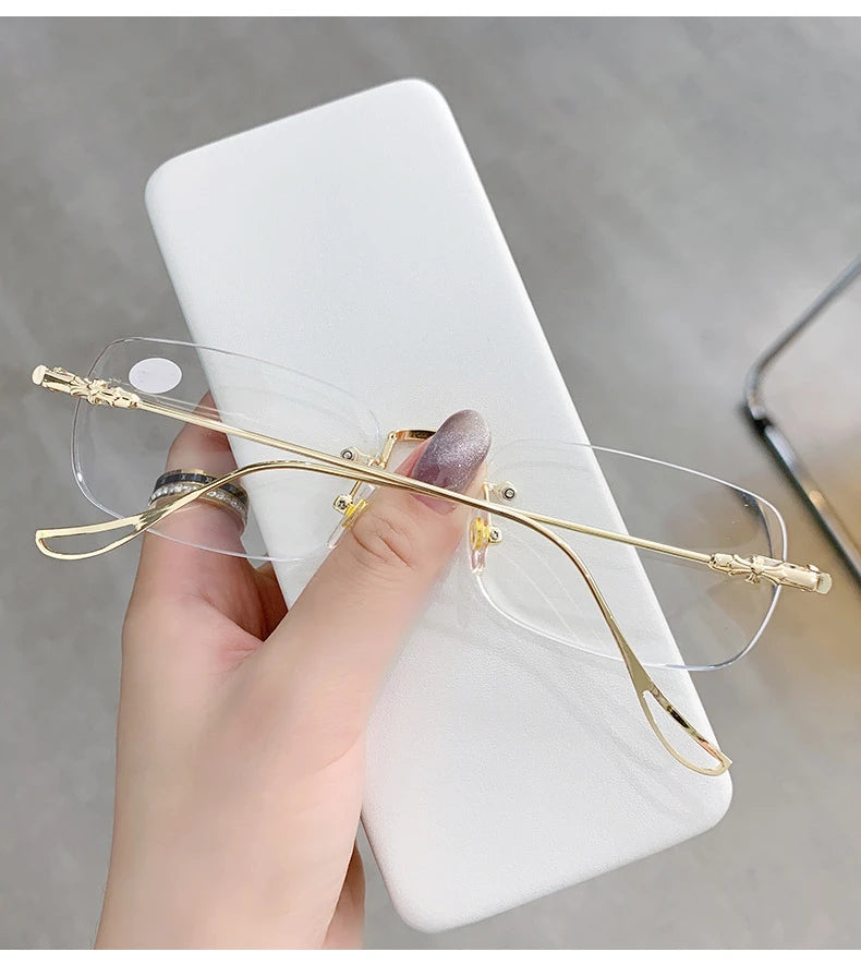 Transparent Computer Glasses Frameless Women Men Anti Blue Light square Eyewear Blocking Glasses Optical Spectacle Eyeglass