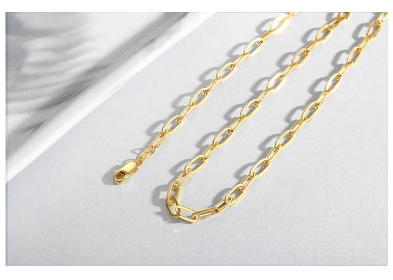 Paperclip Necklaces Chain 925 Sterling Silver Link Neck 4.5MM Men Women Jewelry 45 50 55 60CM Luxury Fine Gift Gilded Rose Gold