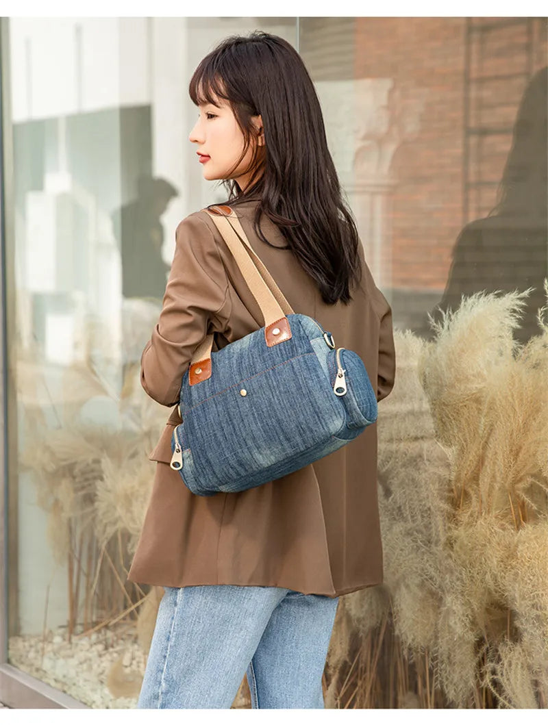 2023 High Quality Women Denim Shoulder Bags Multifunctional Women Travel Handbags Casual Cross Body Bags Drop Shipping