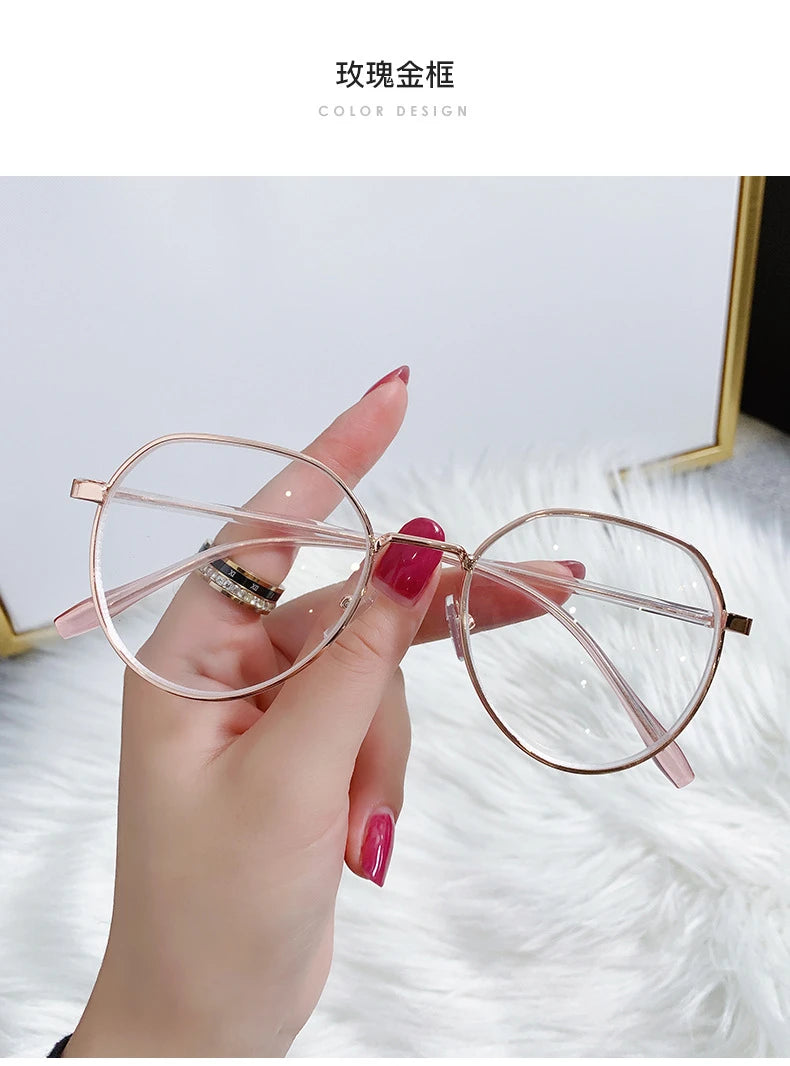 Transparent Computer Glasses Metal Frame Women Men Anti Blue Light Round Eyewear Blocking Glasses Optical Spectacle Eyeglass