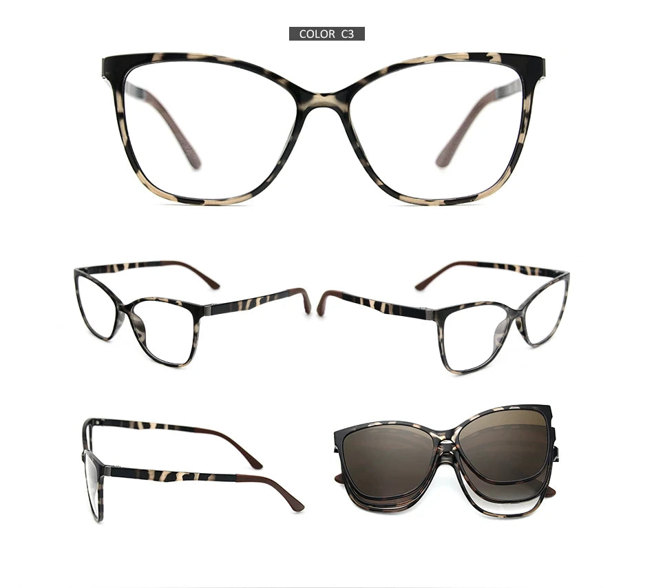 X3187 Magnet Polarized Clip Glasses Frame women Optical Myopia Clip Glasses For  Eyeglasses Frame
