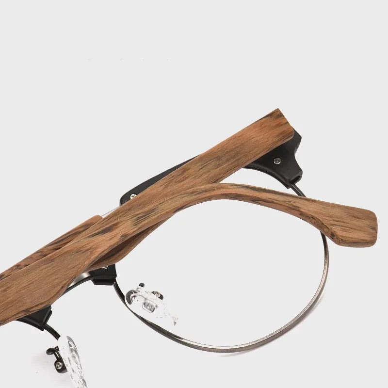 HDCRAFTER New Round Wood Optical Lenses Glasses Frame Men Myopia Women Prescription Progressive Glasses Eyeglasses Frames