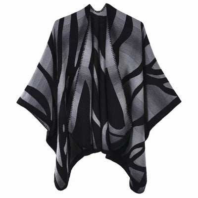 Imitation Cashmere Women Zebra Print Scarf Vintage Winter Warm Shawl Wrap Female Casual Knitted Warm Split Soft Thick Blanket