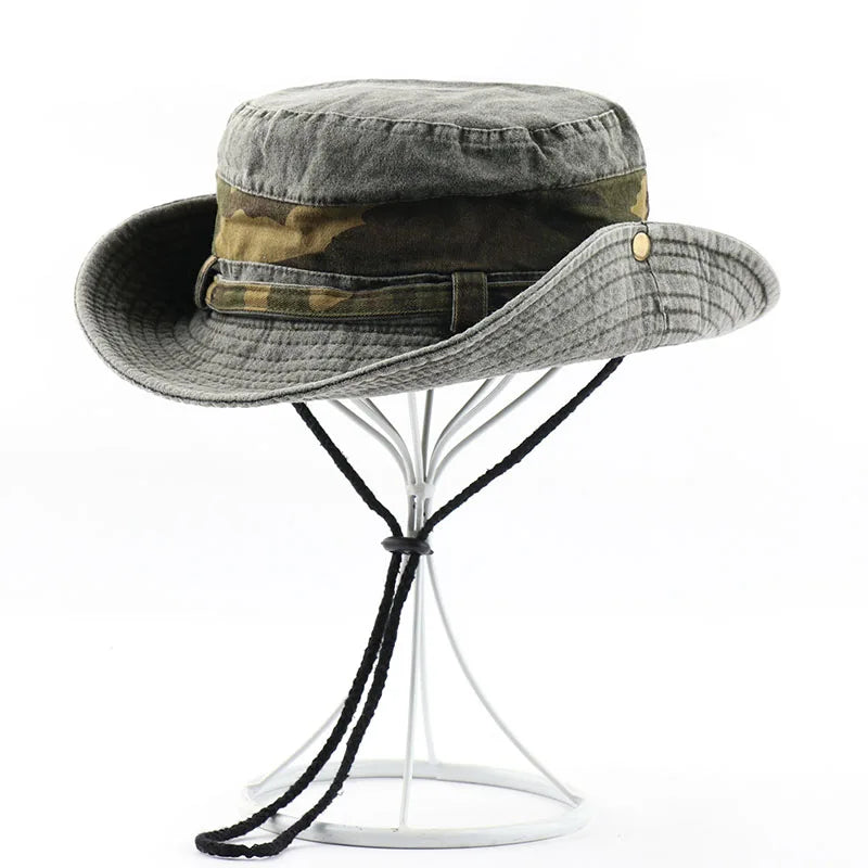 CAMOLAND UPF 50+ Sun Hat For Women Men 100% Cotton Bucket Hat Male Camouflage Patchwork Outdoor Hiking Fishing Boonie Caps
