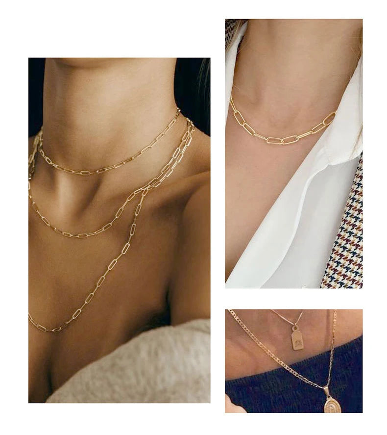 Paperclip Necklaces Chain 925 Sterling Silver Link Neck 4.5MM Men Women Jewelry 45 50 55 60CM Luxury Fine Gift Gilded Rose Gold