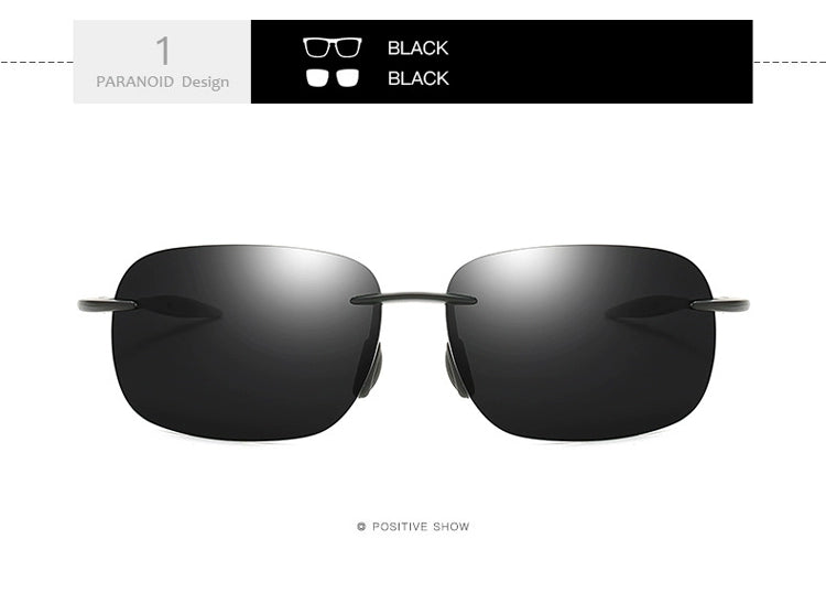 The Matrix Polarized Classic Sports Rimless Sunglasses Men Orange Male Driving Rectangle Ultralight Frame Sun Glasses UV400