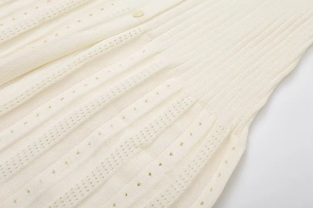 Elegant Knitted Single Breasted Midi Dress Women's Patchwork Dresses Female 2025 Summer Robe New Black Beige Robes Evening Party