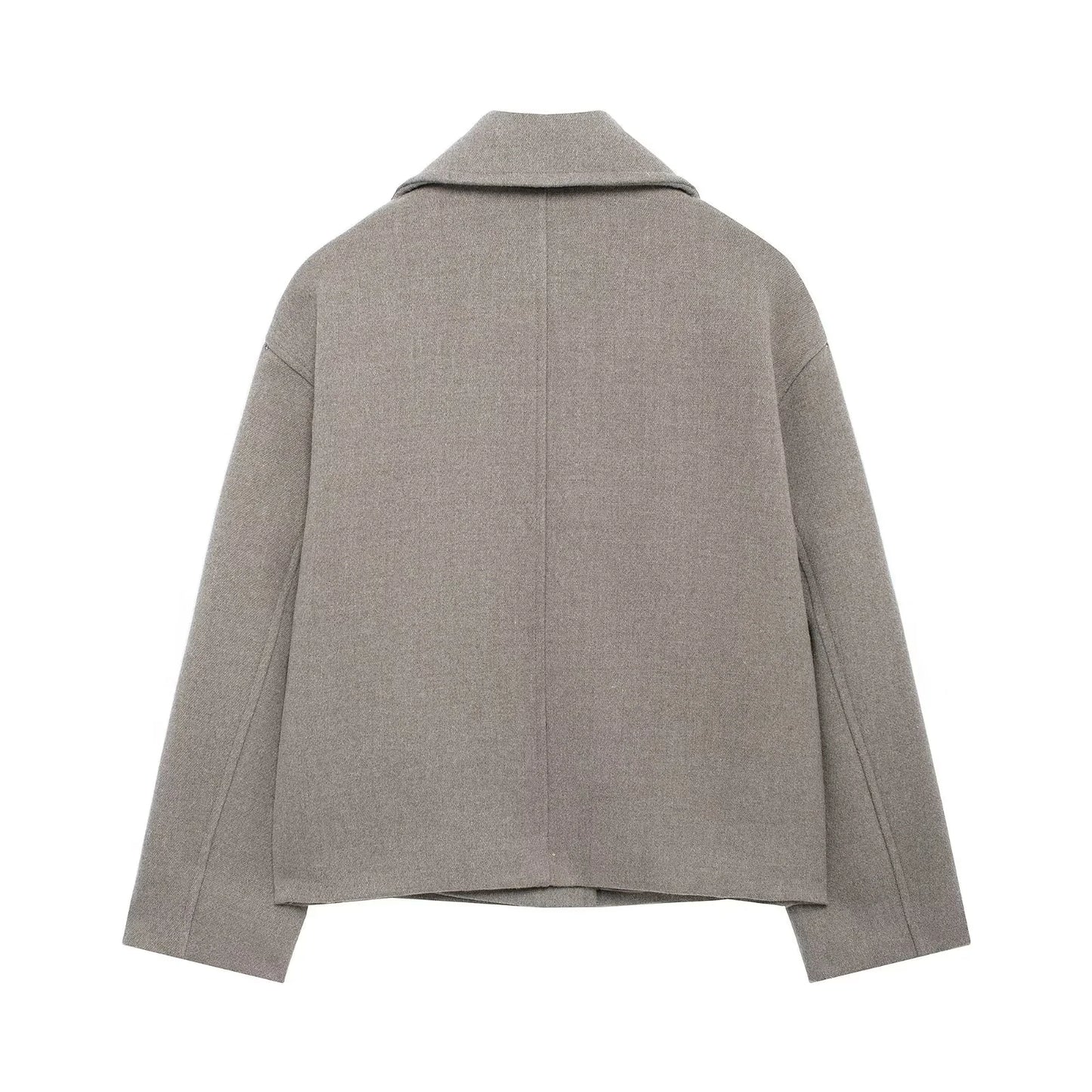 Indefeir Women's Fashionable Double-Breasted Wool Short Coat