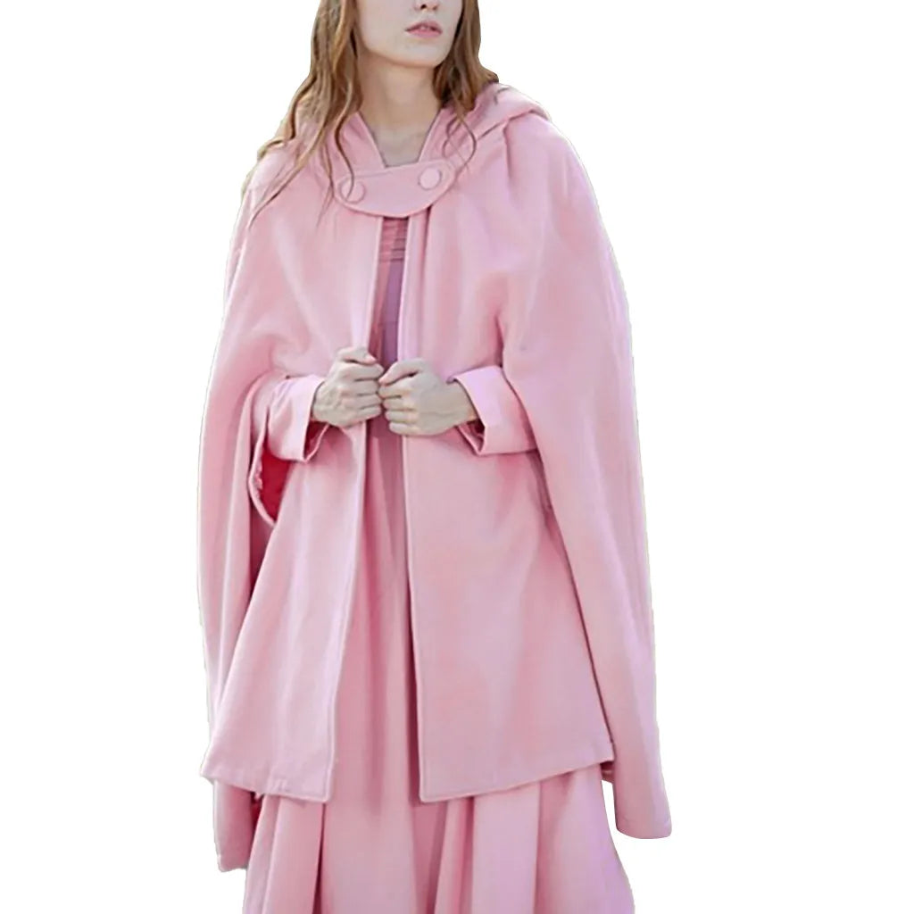Red Cloak Women Outwear Hooded Coat Thin Vintage Gothic Medieval Cape Poncho Casual Maxi Long Cardigan for Spring Autumn