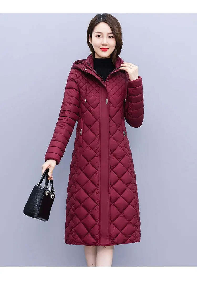 New Cotton-Padded Women Light Down Cotton Coat Long Autumn Winter Jacket Supersize Female Detachable Hooded Parker Overcoat 7XL