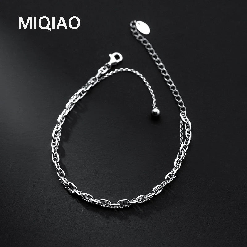 MIQIAO Bracelets Bracelet For Women Female Jewelry 925 Sterling Silver Charms Chain Bracelets On Hand Fashion