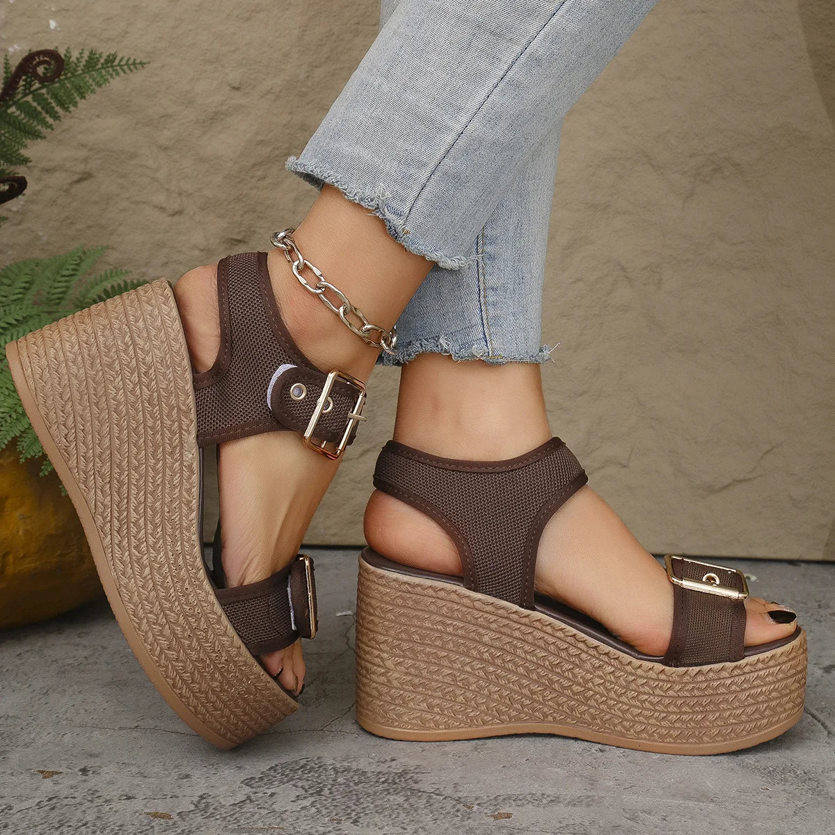 Summer Women's High Heel Shoes 2025 New Casual Platform Wedge Heel Sandals Women's Fashion Open Toe Rome Sandals Sandalias Mujer