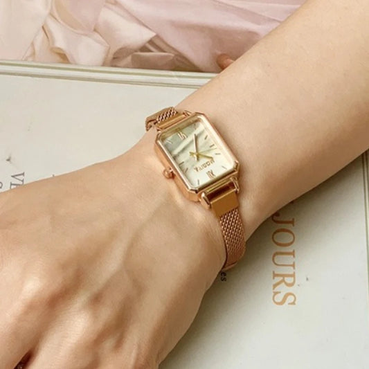 Fashion Square Dial Watches for Women Ladies Quartz Wristwatches Magnetic Strap Green Dial Simple Mesh Luxury Women Watch Часы