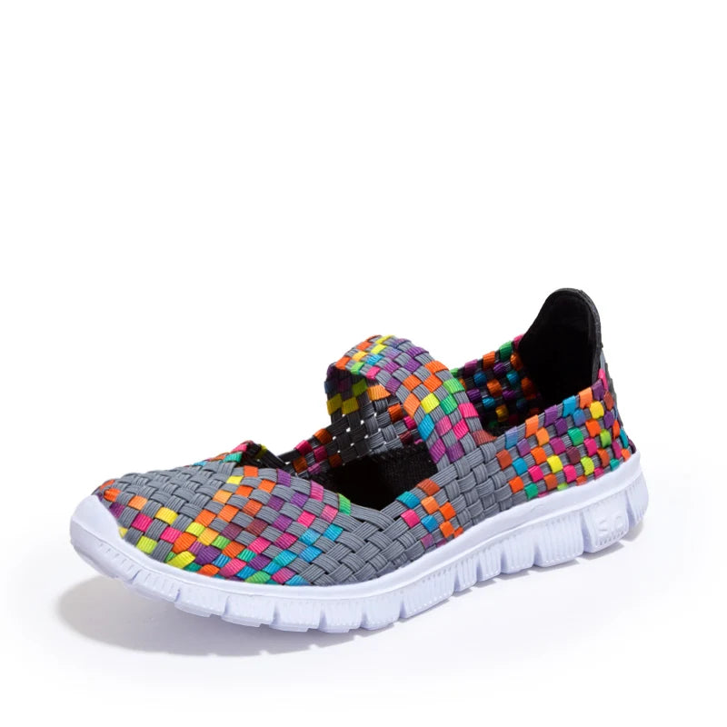 Women Running Sneakers Shoes Summer Breathable Walking Woven Shoe Anti-slip Handmade Weave Lightweight Female Flats Casual Shoe