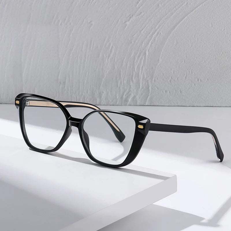 Women Fashion Cat Eye Shape Optical Glasses Frame with Recipe Prescription Female Eyewear Stylish Full Rim TR-BC908