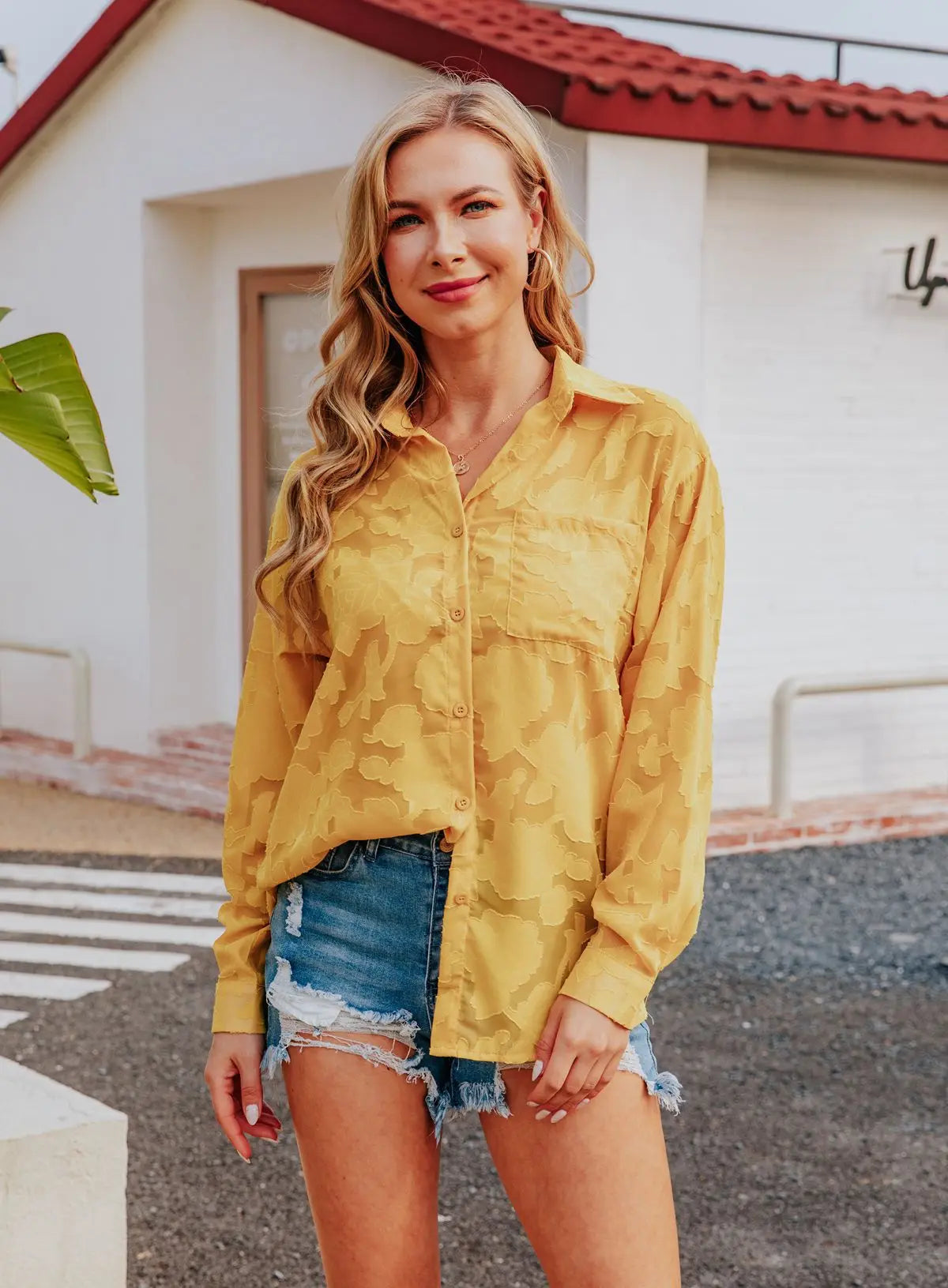 Elegant Long Sleeve Lapel Lace Blouse Office Lady Spring Summer Hollow Out Jacquard Loose Shirt Oversized Tops Luxury Chic Tunic