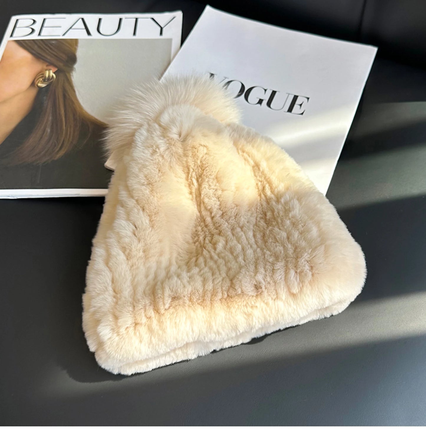 Real Rex Rabbit Fur Hat For Women Winter Thickened Fur Hat Warm Ear Protection Hat Hand Knitted Fur Hat Outdoor Natural Fur Hats