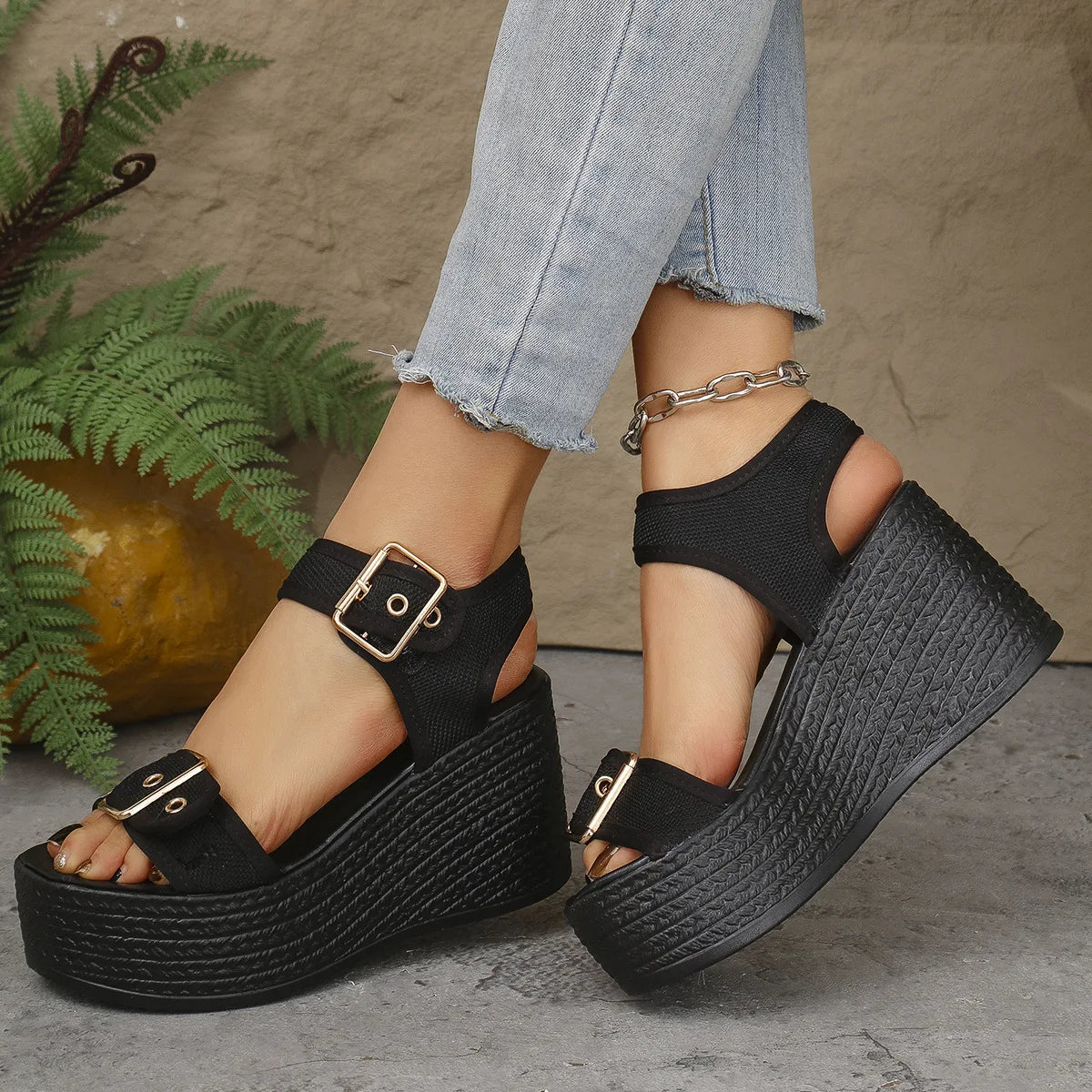 Summer Women's High Heel Shoes 2025 New Casual Platform Wedge Heel Sandals Women's Fashion Open Toe Rome Sandals Sandalias Mujer