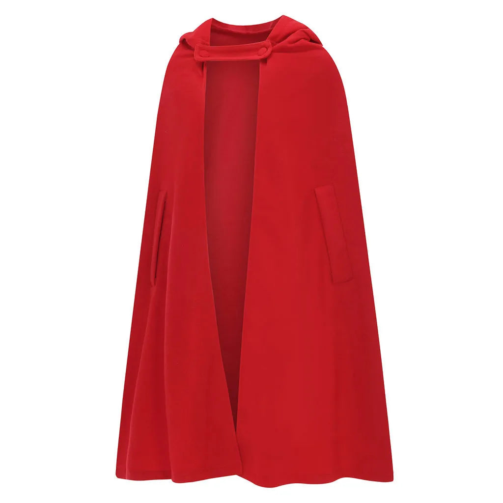 Red Cloak Women Outwear Hooded Coat Thin Vintage Gothic Medieval Cape Poncho Casual Maxi Long Cardigan for Spring Autumn