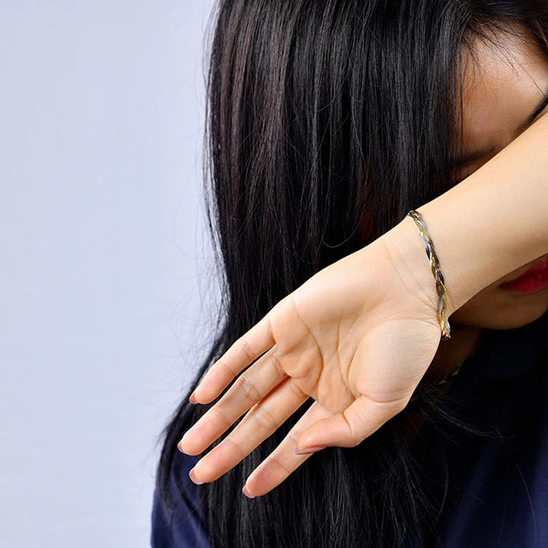 MIQIAO Genuine 925 Sterling Silver Italian Bracelets Jewelry For Women Three Color Threads Woven Gift Party Hand Bracelets