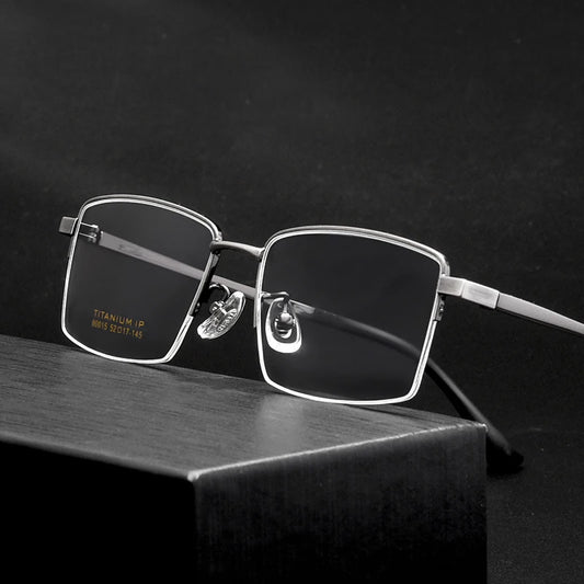 Pure Titanium Glasses Frame Men Square Eyewear Male Classic Full Optical Prescription Eyeglasses Frames Gafas Oculos N80015N