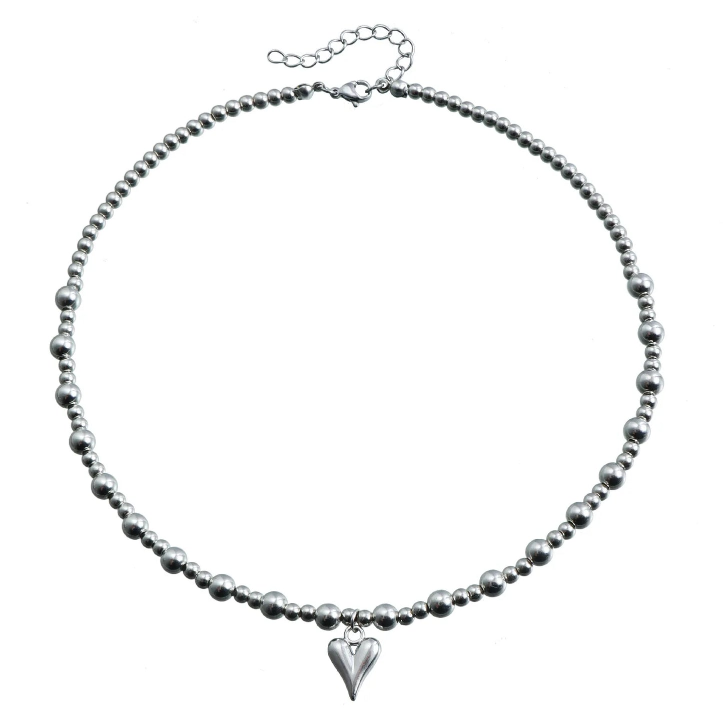 Y2K Heart Beaded Necklace Women Boho Crystal Class Gravel Clavicle Chain Cool Y2K Choker Exquisite Fashion Jewelry