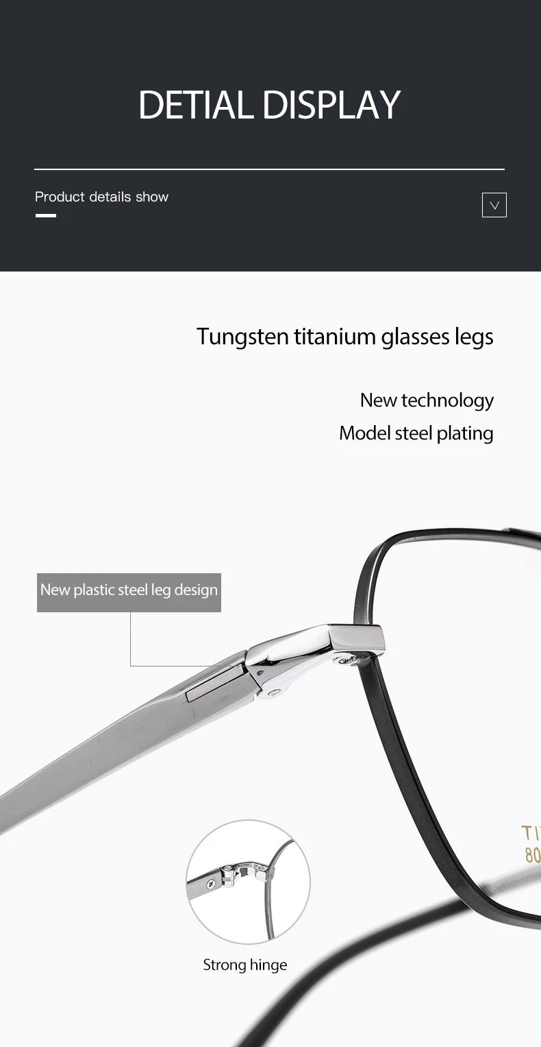 Full Rim Metal Frame Glasses for Men and Women, Titanium Legs, Retro Style, Polygon Myopia Eyewear, New Arrival