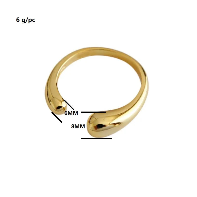 Renya Stainless Steel Irregular Open Ring Real Gold Plated Metal Adjustable Ring Fashion Woman Teardrop Smooth Ring
