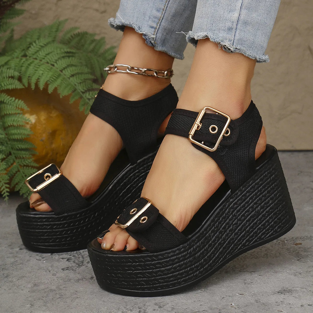 Summer Women's High Heel Shoes 2025 New Casual Platform Wedge Heel Sandals Women's Fashion Open Toe Rome Sandals Sandalias Mujer