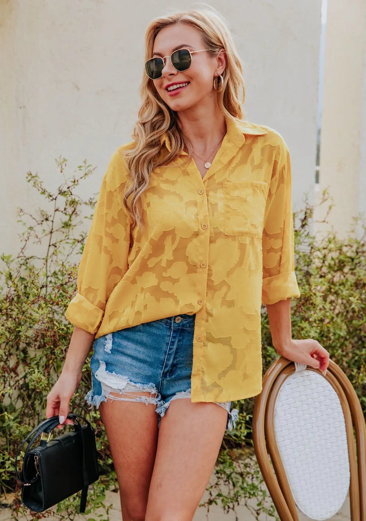 Elegant Long Sleeve Lapel Lace Blouse Office Lady Spring Summer Hollow Out Jacquard Loose Shirt Oversized Tops Luxury Chic Tunic