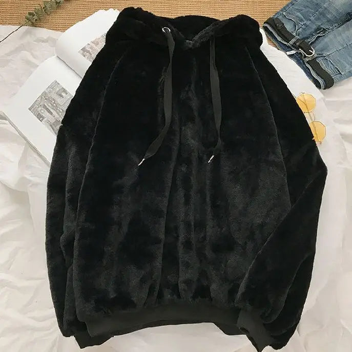 2023 Autumn New Light Luxury Fashion Hooded Sweater Men Loose Long-sleeved Warm Plush Jacket Top Boutique Clothing Simple Style