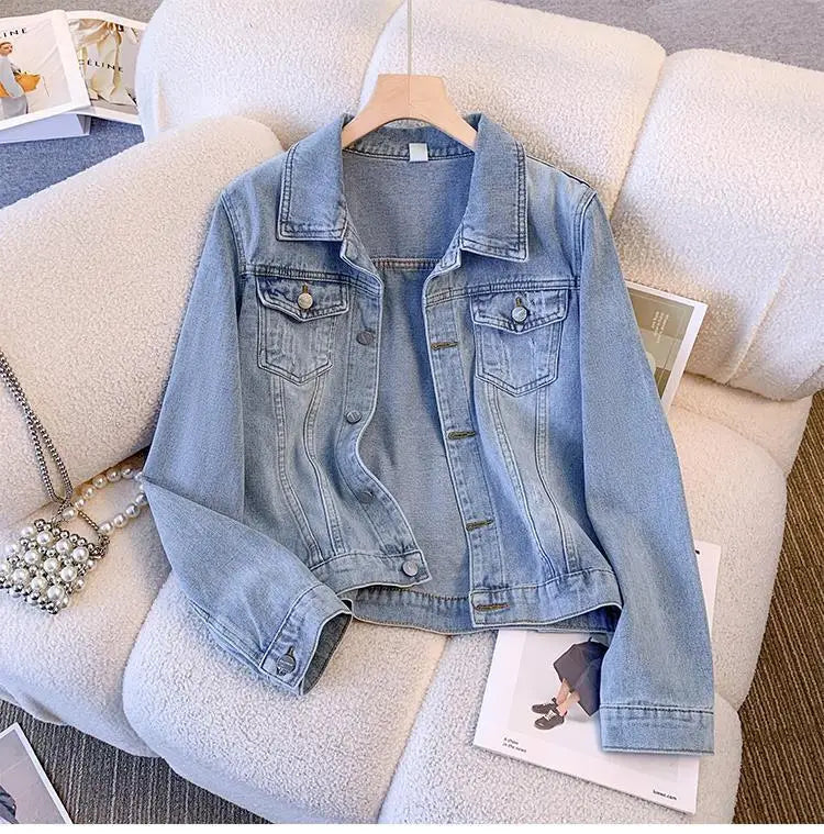 New In Denim Jacket For Women Spring Autumn Korean Fashion Vintage Jean Coats 2025 Female Casual Outerwears