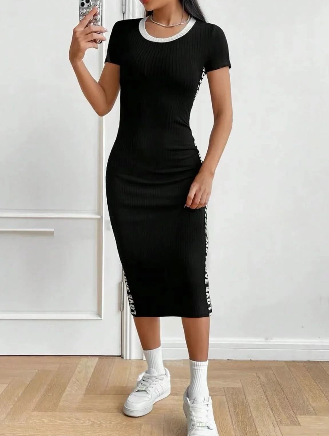 American-style niche dress women's summer clashing dresses with woven bands and lean dresses