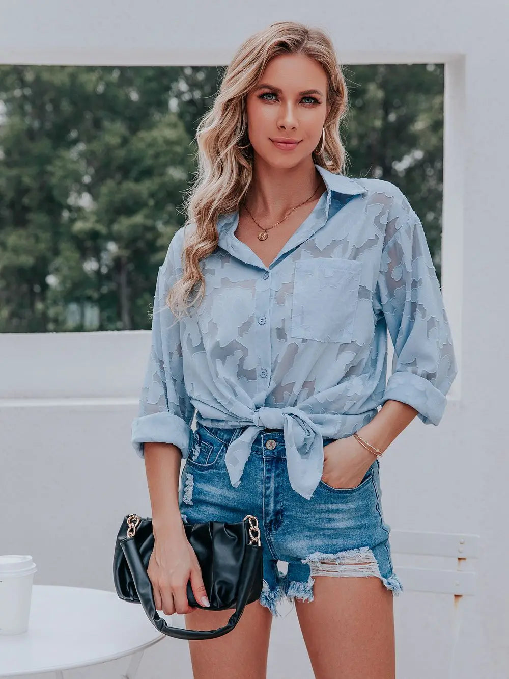 Elegant Long Sleeve Lapel Lace Blouse Office Lady Spring Summer Hollow Out Jacquard Loose Shirt Oversized Tops Luxury Chic Tunic