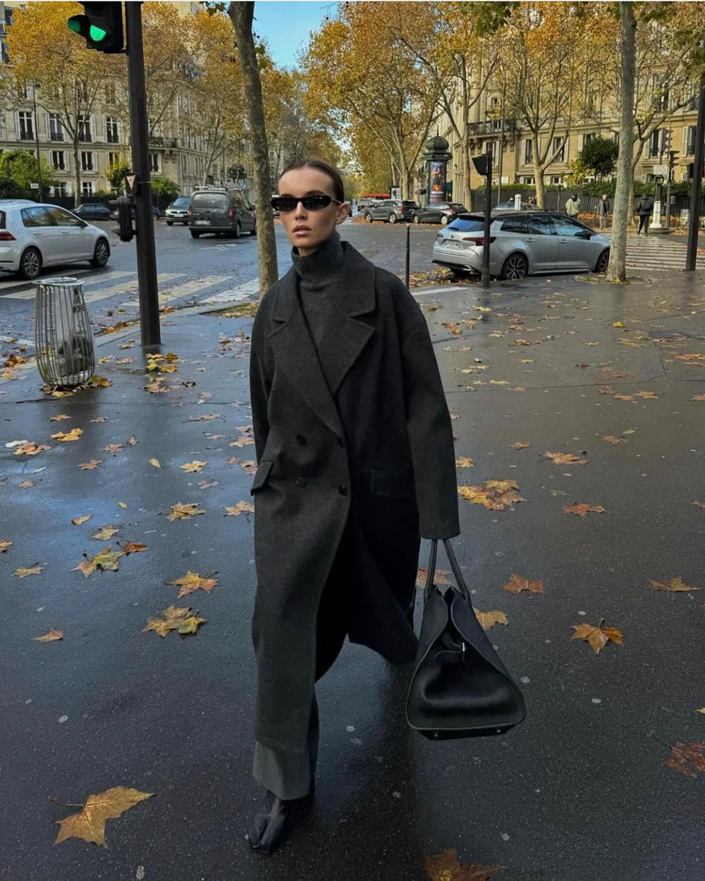 Women's Fashion Casual Loose Long Coat Coat Autumn and Winter Double-breasted Lapel Coat Warm and Soft Solid Colour Coat