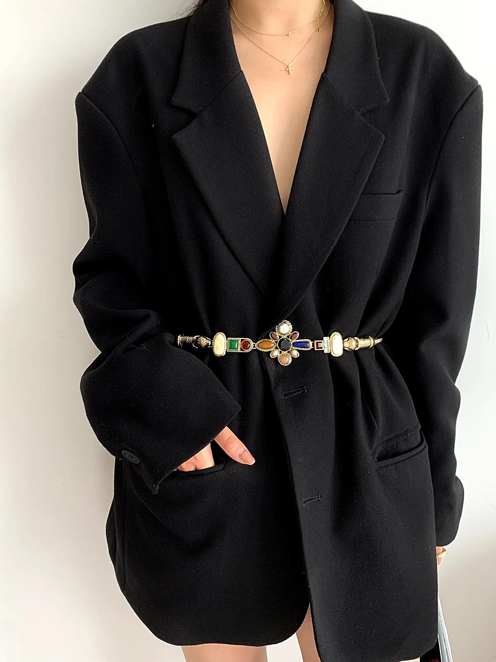 Women Dresses Metal Belt Fashion Sparkly Rhinestone Waistband Travel Party Decoration Waist Chain Bands Clothing Skirt  Accessor