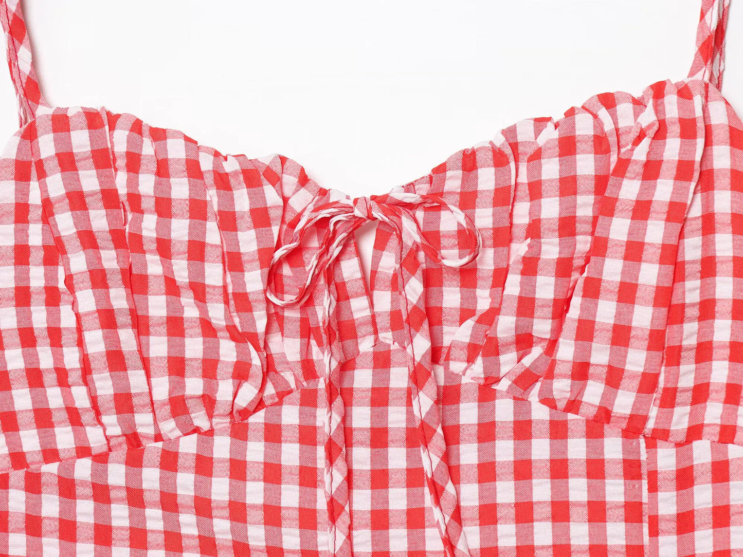 Summer 2025 Slit Backless MIDI Dress Grid Point Print Sexy V-Neck Charming Woman Clothing with High Thigh Split