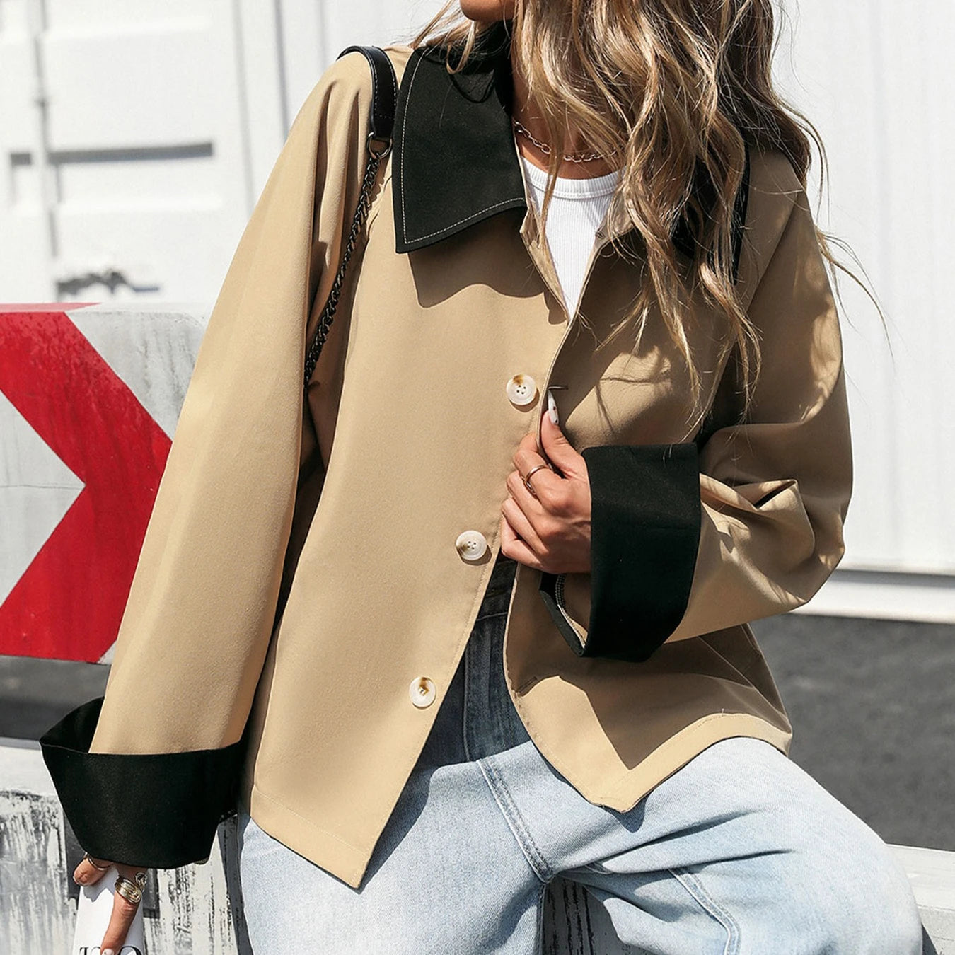 Coats Women Short Coat Casual Turn Down Collar Autumn Y2k Streetwear Jackets Work Regular Elegant Splice Jacket 2025 Office