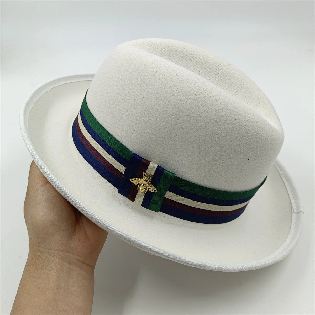 2024 New Fashion Women Men's Fedora Church Roll Up Brim Homburg Jazz Hat Feather Hat Lady Gentleman Gambler Panama Trilby Hat