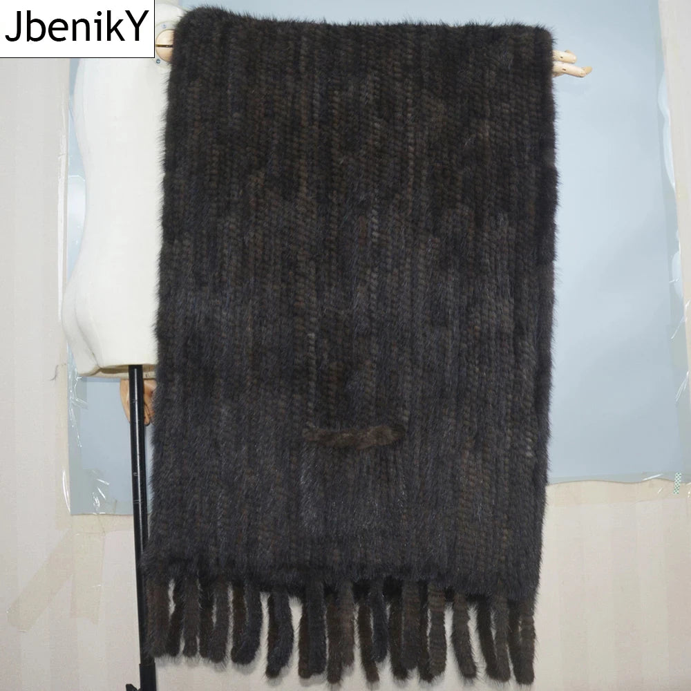 Long Style Winter Real Natural Mink Fur Scarf Lady 100% Natural Real Mink Fur Shawl Women Knitted Real Mink Fur Pashmina Scarves