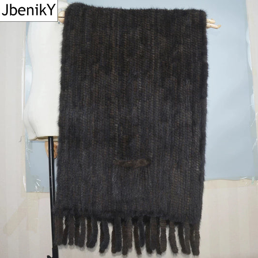 Long Style Winter Real Natural Mink Fur Scarf Lady 100% Natural Real Mink Fur Shawl Women Knitted Real Mink Fur Pashmina Scarves